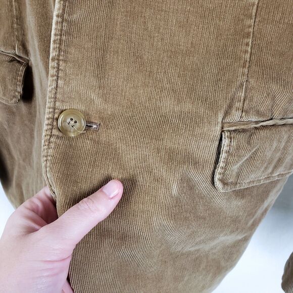 J. Crew Corduroy Blazer Mens L Camel Brown Two-Button Heritage Dapper Academia - Picture 2 of 10